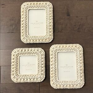 COLLETTE ET CIE Woven Cream Photo Frames, Decor Accent Picture, Beige Boho Style